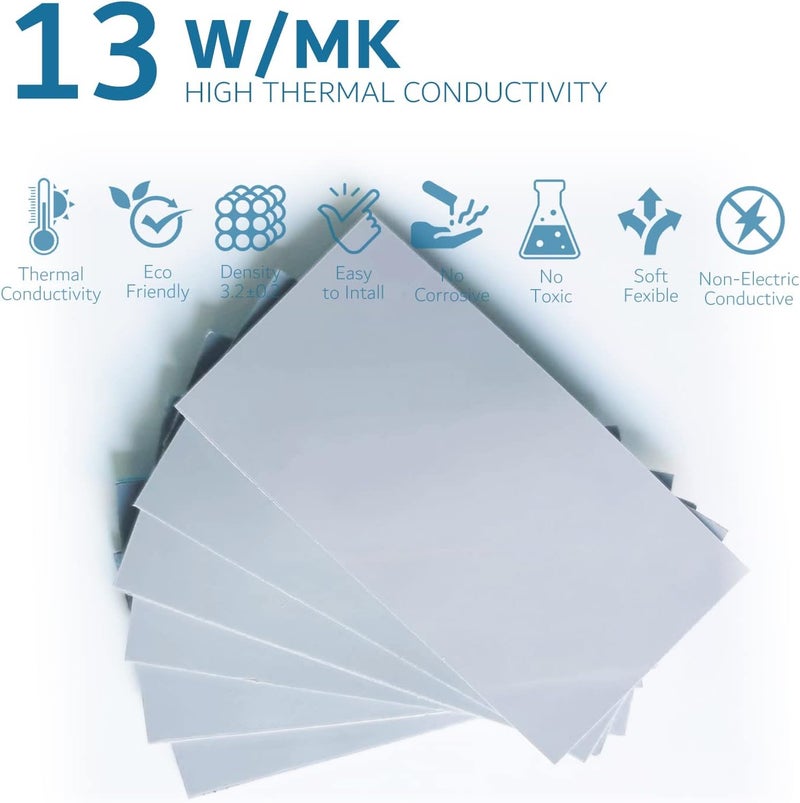 Aairhut Thermal Pad 13W/mK [0.5~3mm], 85x45x2.5mm Silicone Cooling Pad Non Conductive Heat Resistance Extreme Odyssey Cover with Dual Self-Adhesive Films for PC Laptop PS4/PS5/CPU/GPU/Computer - Image 3